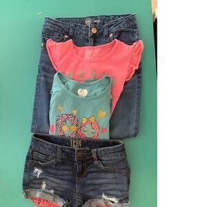 Girls Size 7 - Bundle of 4 - Jeans, 2 tops and Jean Shorts